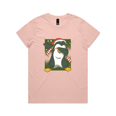 Dabbing Christmas penguin - Womens Maple Tee Thumbnail