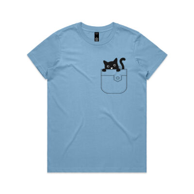 Cat in a pocket - Womens Maple Tee Thumbnail